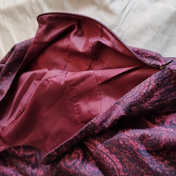 Land's End Dress 16 V Neck Sleeveless Knee Length Midi Purple Paisley A-Line - Picture 14 of 16